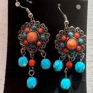Light blue and orange  Dangle Earrings